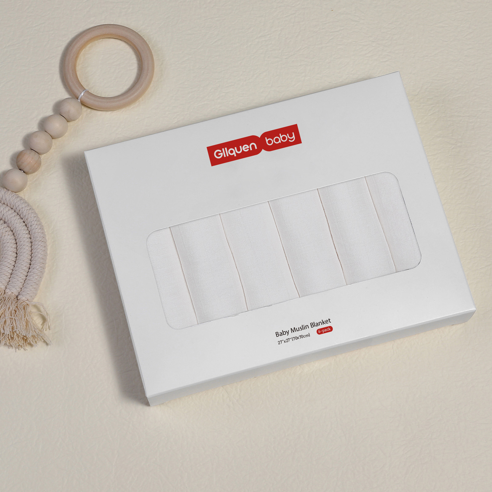 Muslin Swaddle Blankets 6-Pack | 27x27" | White