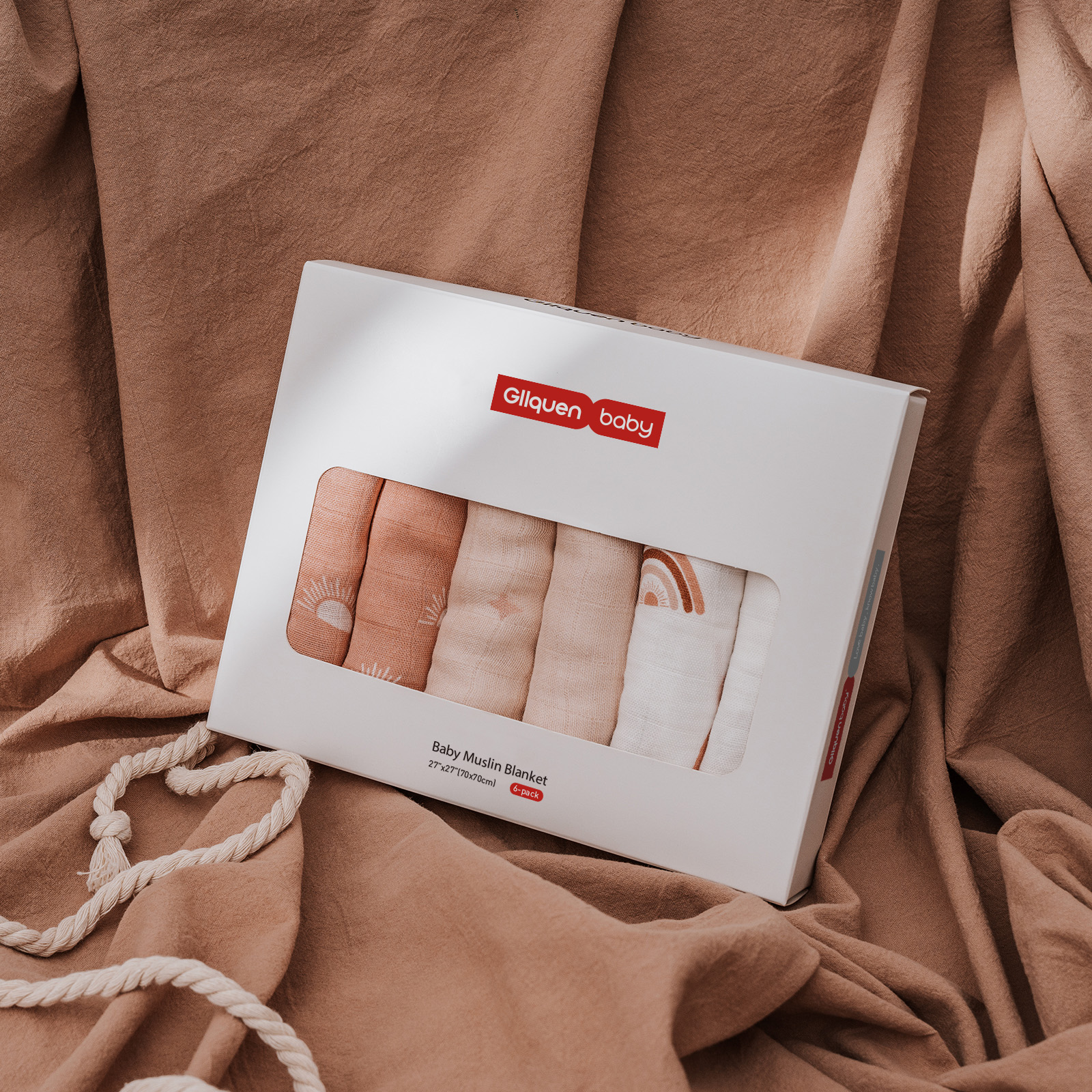 Muslin Swaddle Blankets 6-Pack, 28 X 28" - Moon & Stars