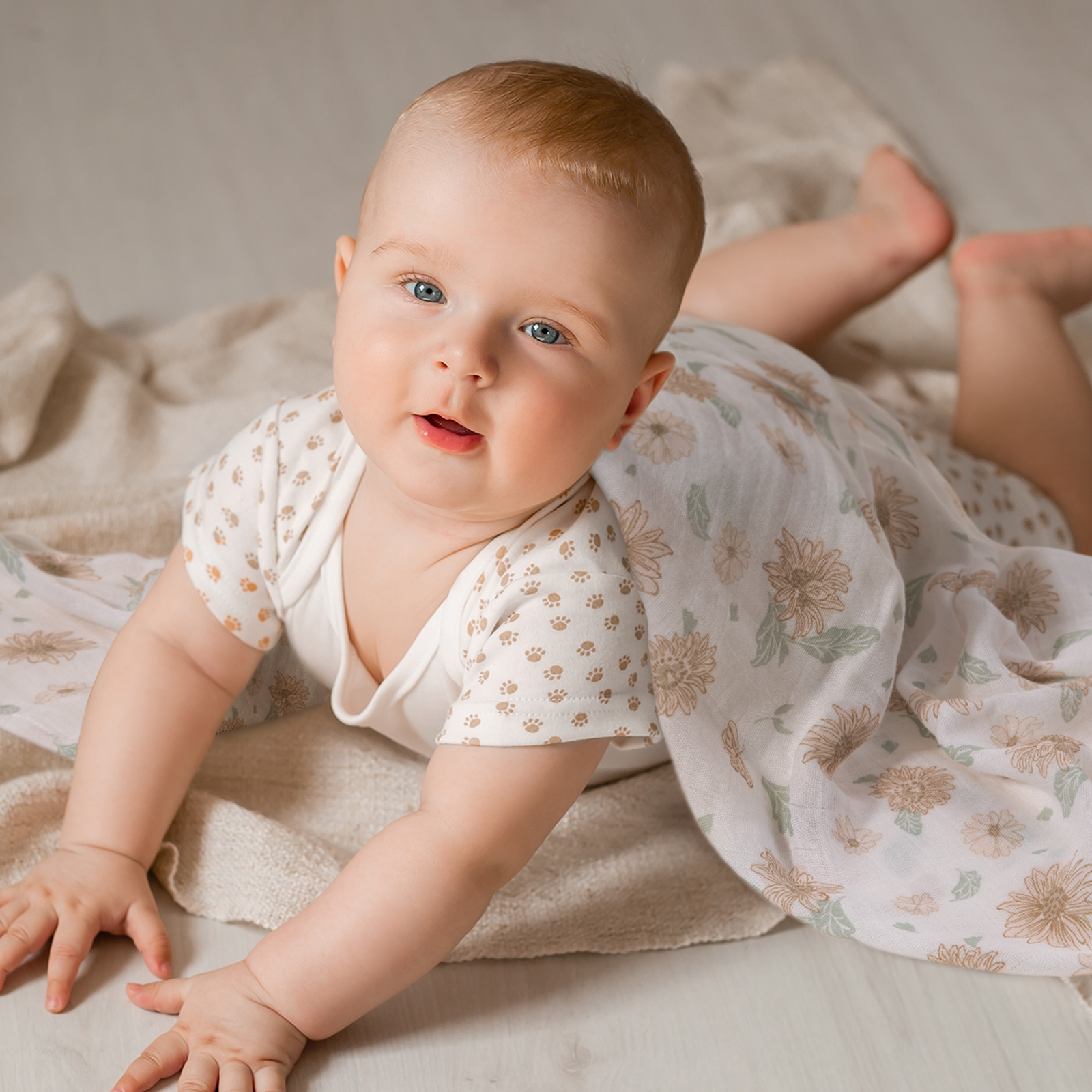 Muslin Swaddle Blankets 6-Pack | 27x27" | Sunflower