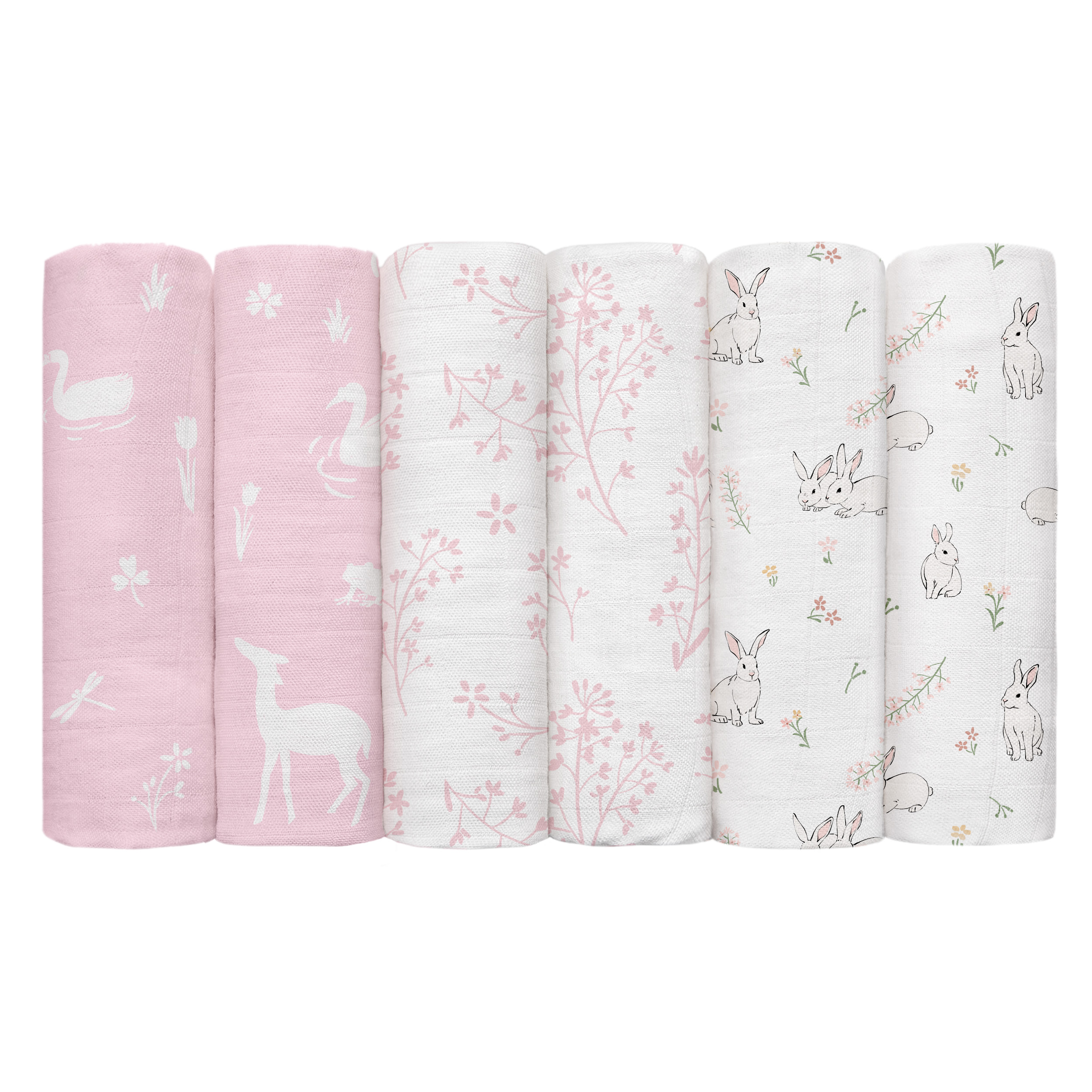 Muslin Swaddle Blankets 6-Pack | 27x27" | Looking for Spring