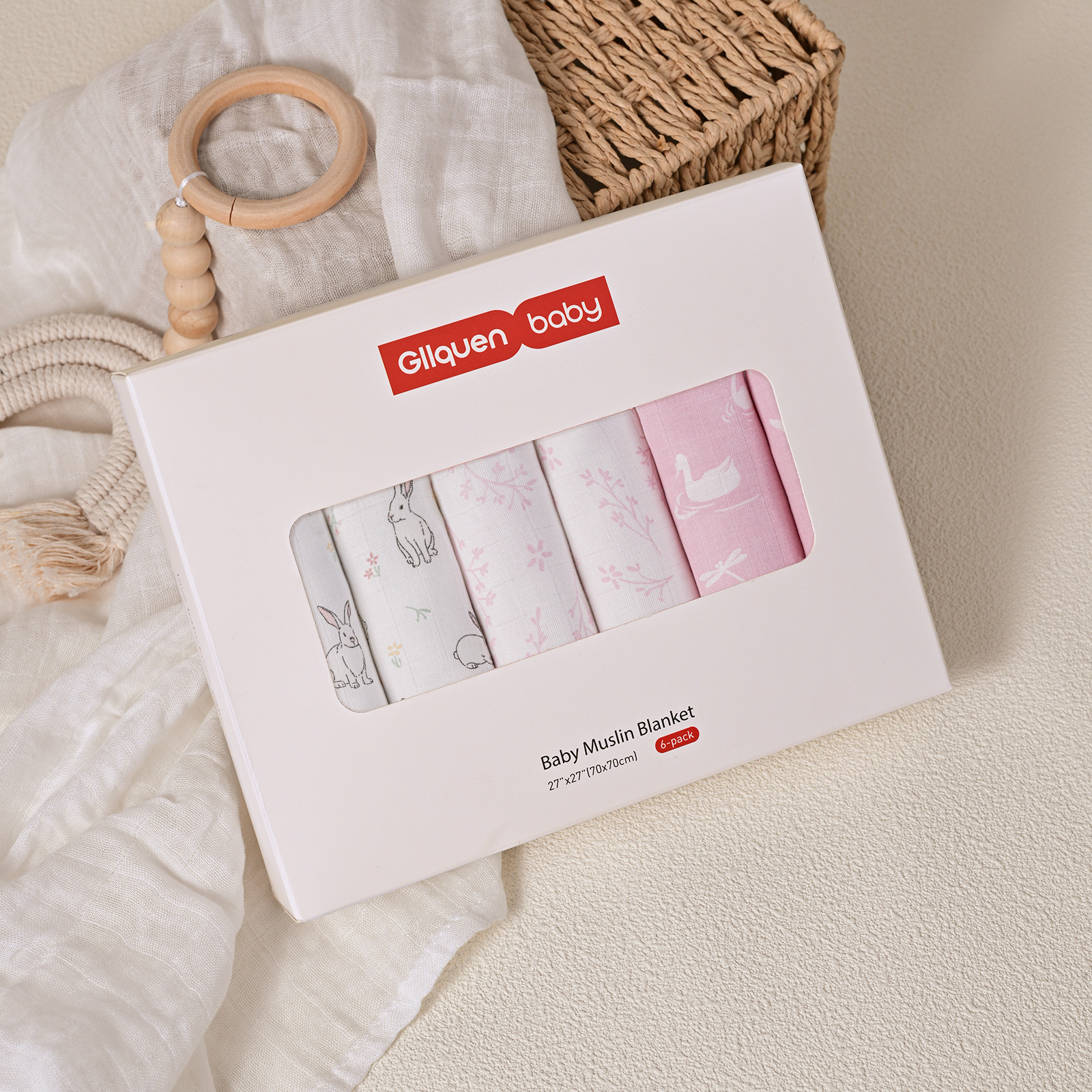 Muslin Swaddle Blankets 6-Pack | 27x27" | Looking for Spring