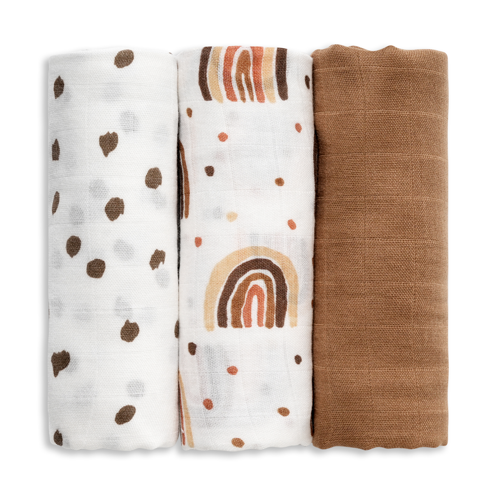 Muslin Swaddle Blankets 6-Pack, 28 X 28" - Rainbows