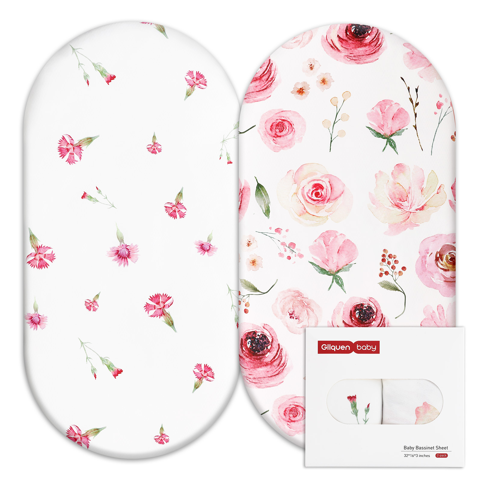 Creamy Roses | Soft Microfiber Fitted Change Pad Cover & Bassinet Sheets 2 Pack | 16''*32''
