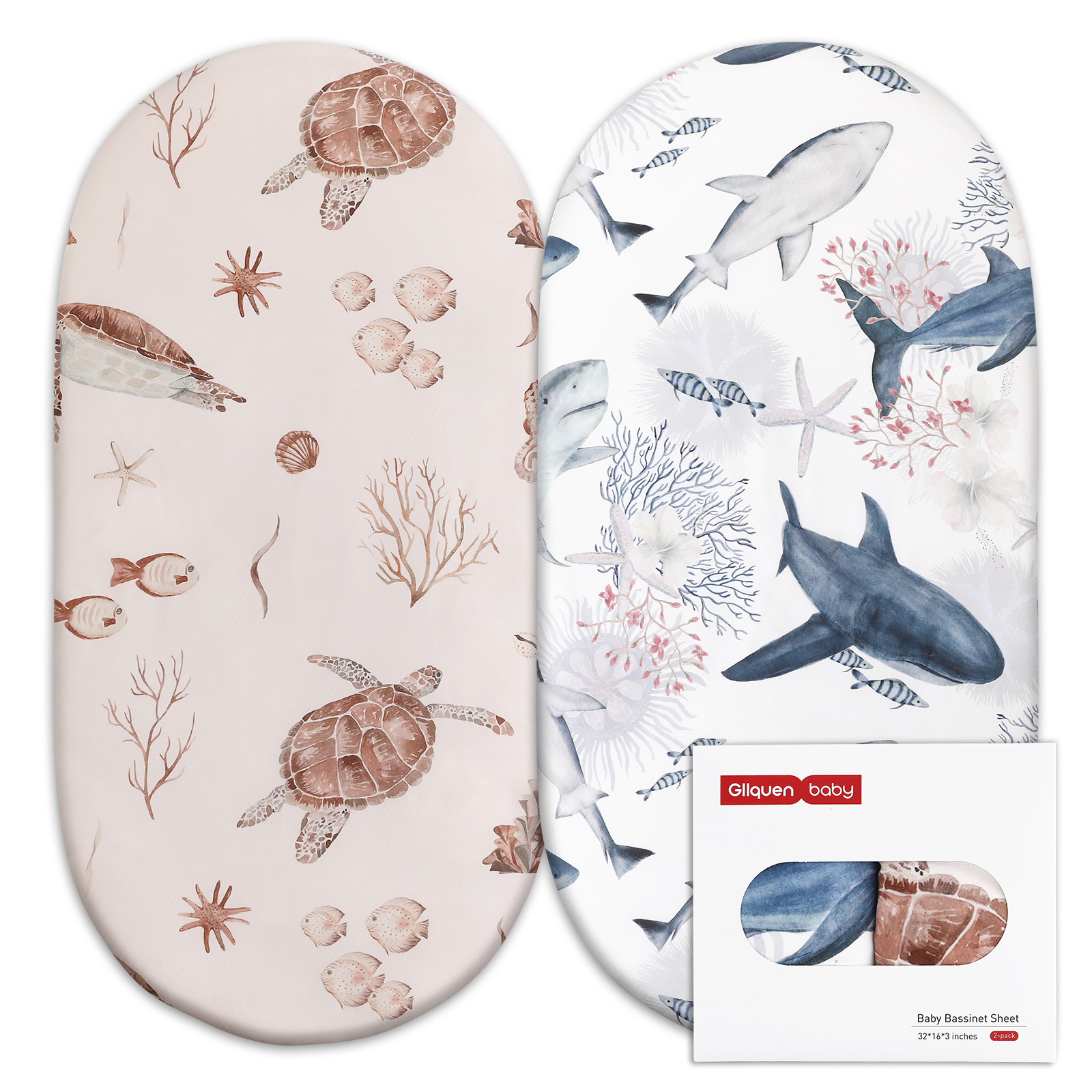 Sea Turtle | Soft Microfiber Fitted Change Pad Cover & Bassinet Sheets 2 Pack | 16''*32''