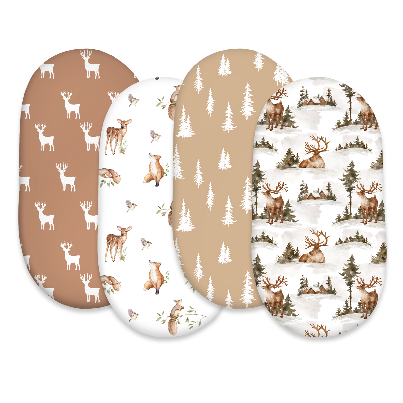 Christmas Elk | Soft Microfiber Fitted Change Pad Cover & Bassinet Sheets 4 Pack | 16''*32''
