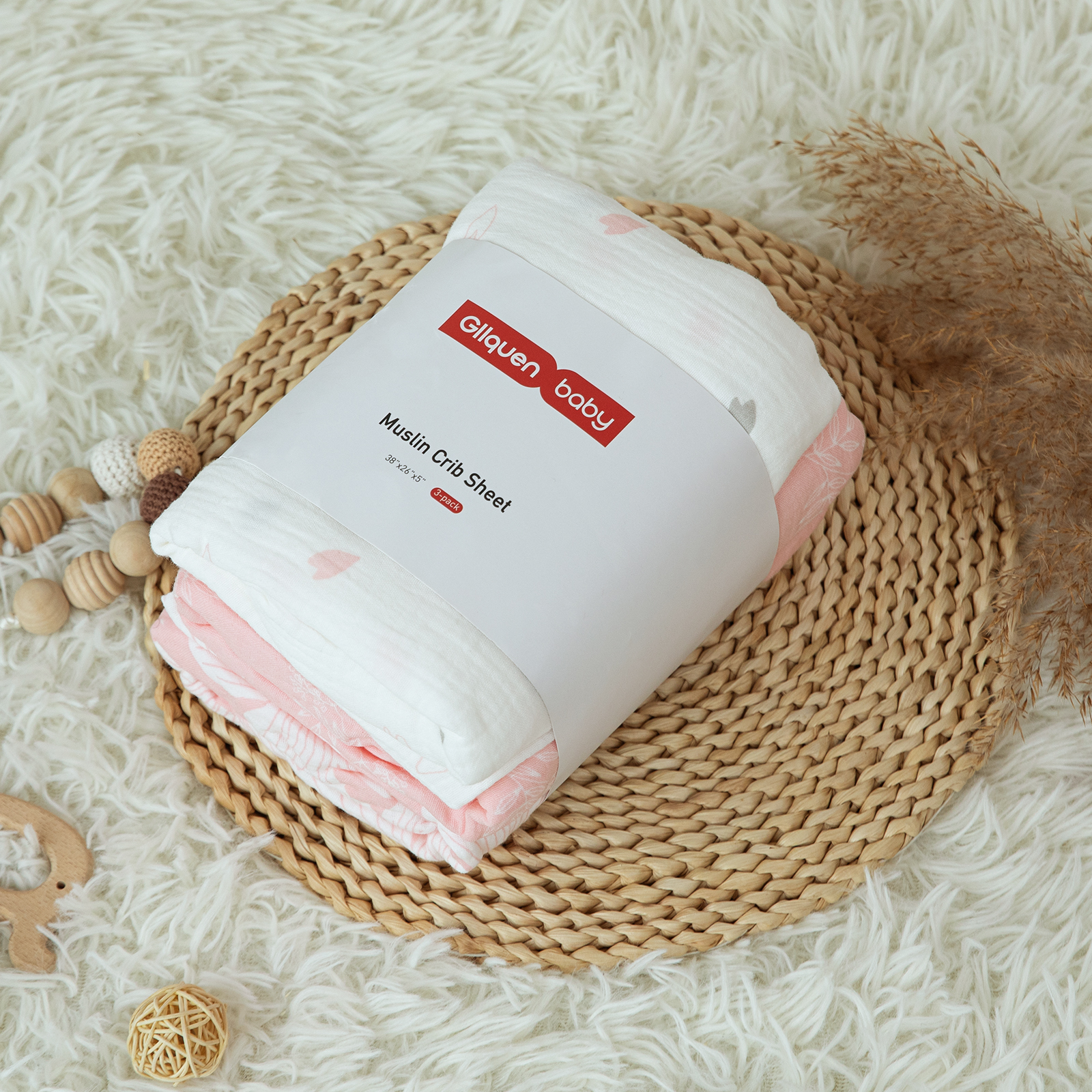 Rosebud | Muslin Bassinet Sheets 3-Pack | 38''*26''