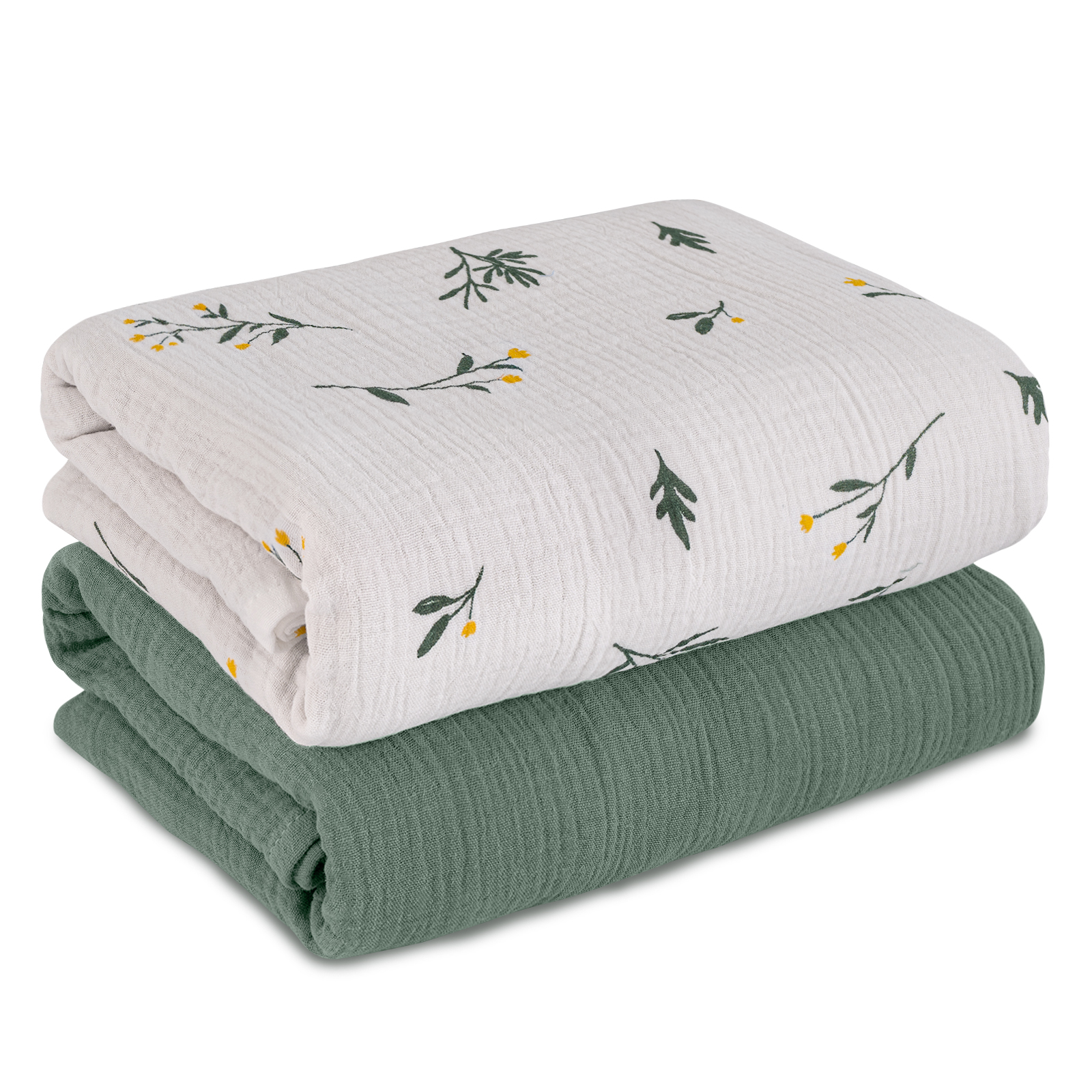 Muslin Swaddle Blankets 2-Pack | 38x40" | Sage