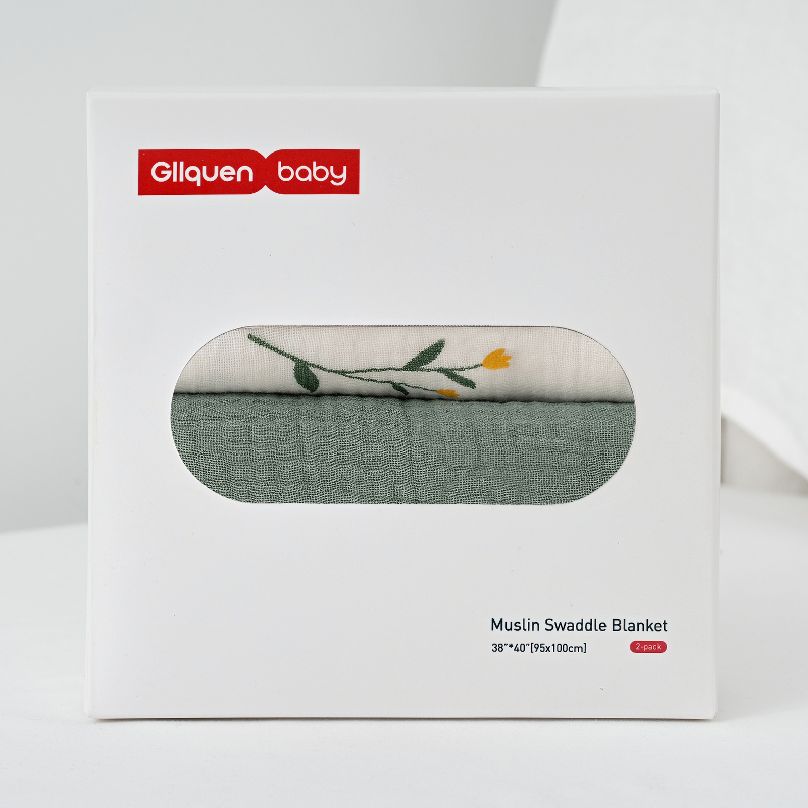 Muslin Swaddle Blankets 2-Pack | 38x40" | Sage