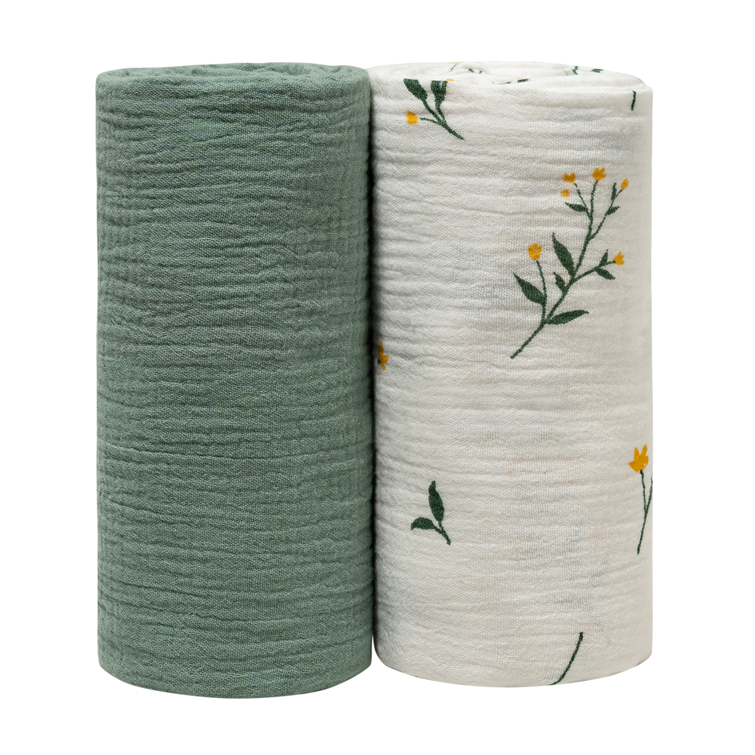 Muslin Swaddle Blankets 2-Pack | 38x40" | Sage