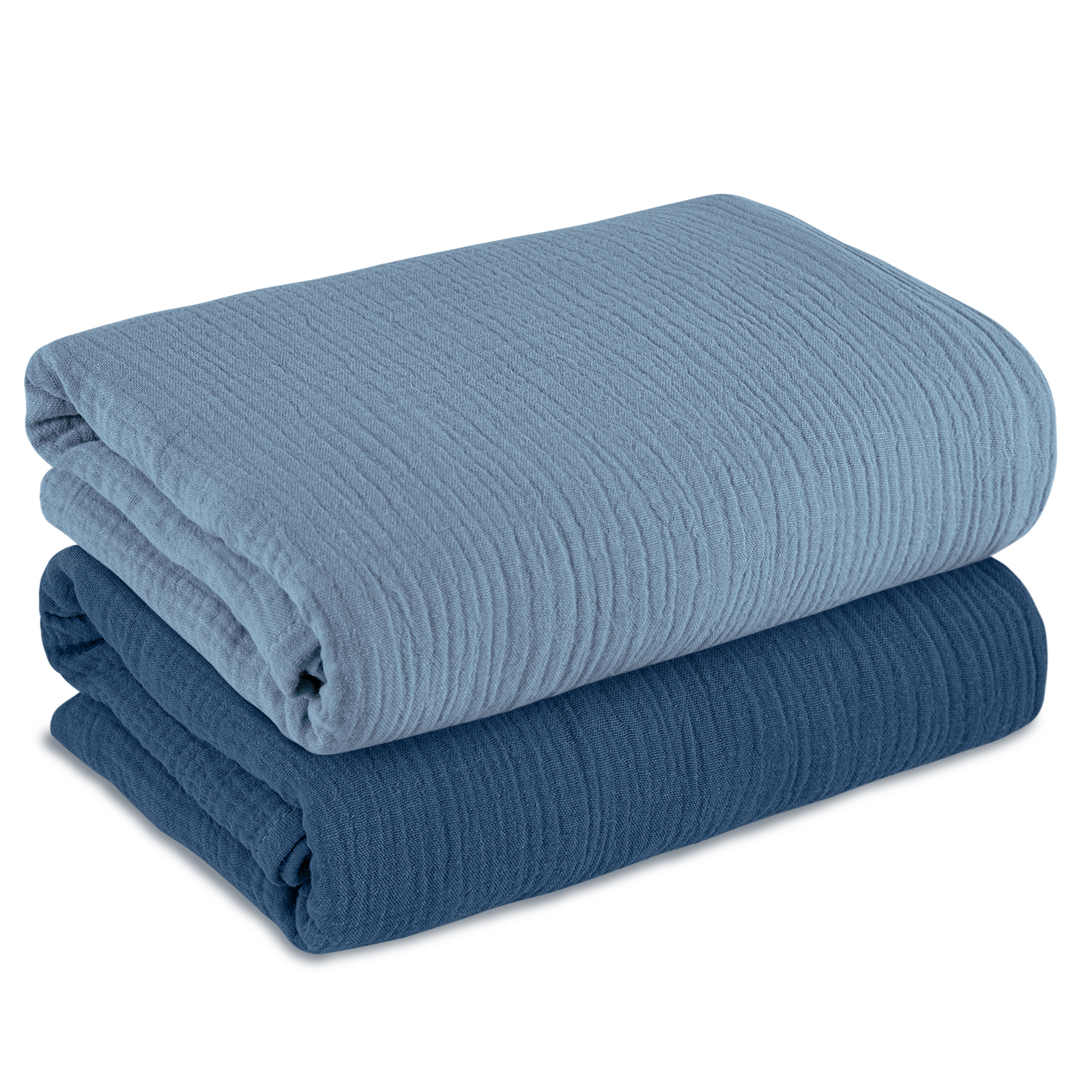 Muslin Swaddle Blankets 2-Pack | 38x40" | Baby Blue