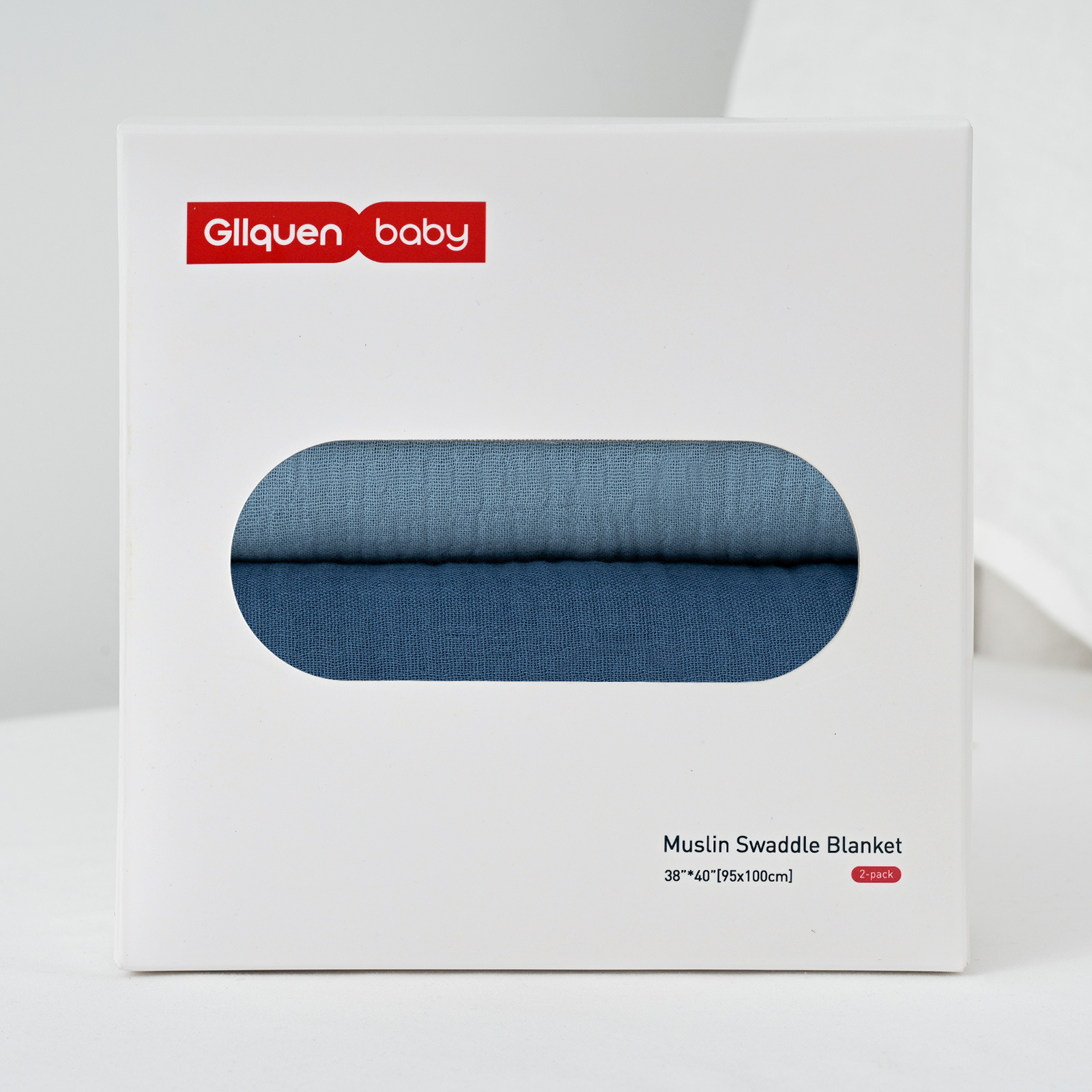 Muslin Swaddle Blankets 2-Pack | 38x40" | Baby Blue