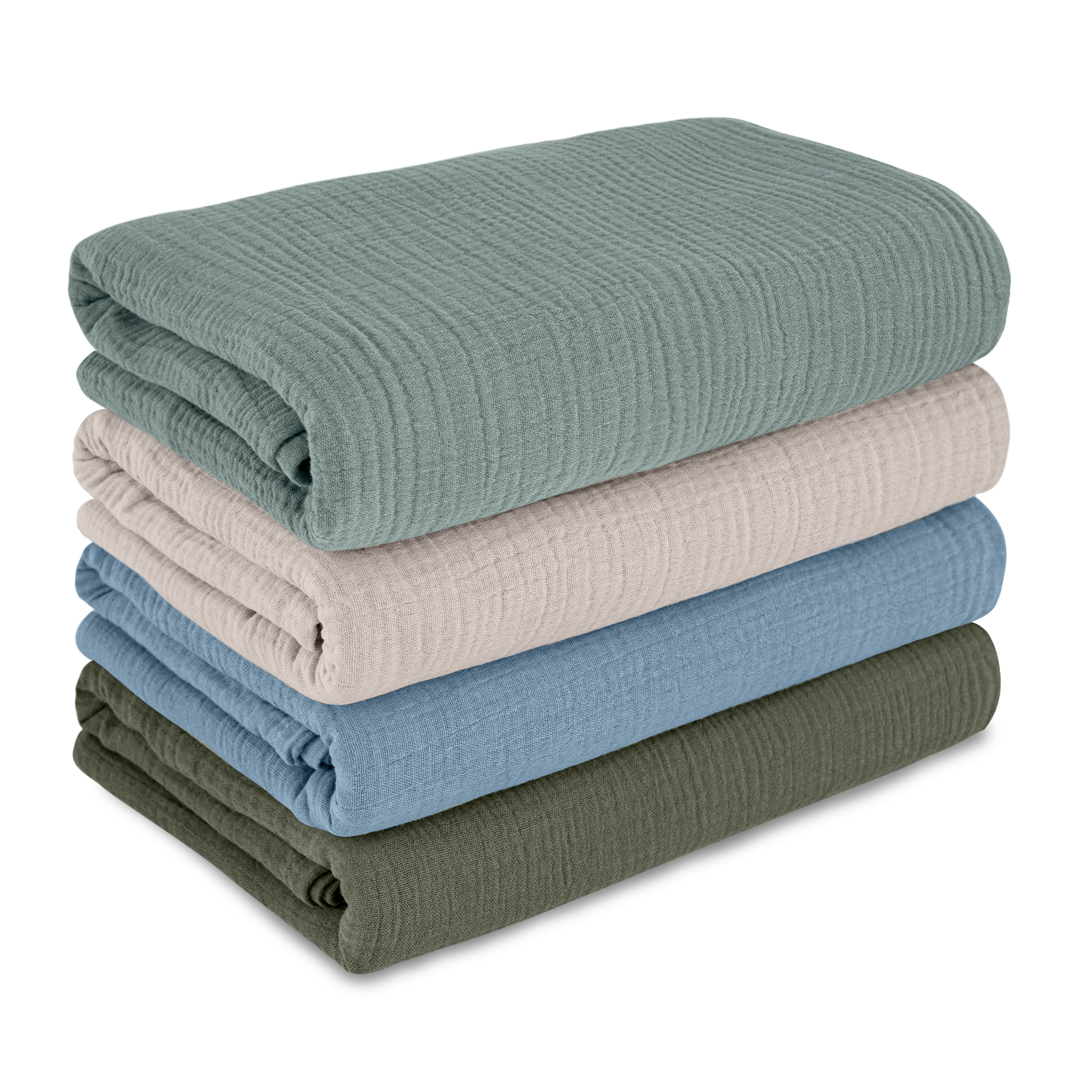 Muslin Swaddle Blankets 4-Pack | 38x40" | Lakes