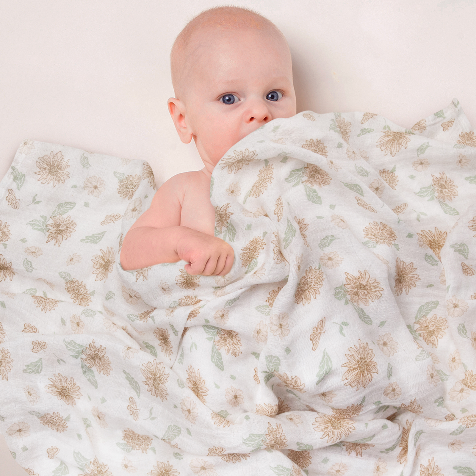 Muslin Swaddle Blankets 4-Pack | 35"x40" | Sunflower