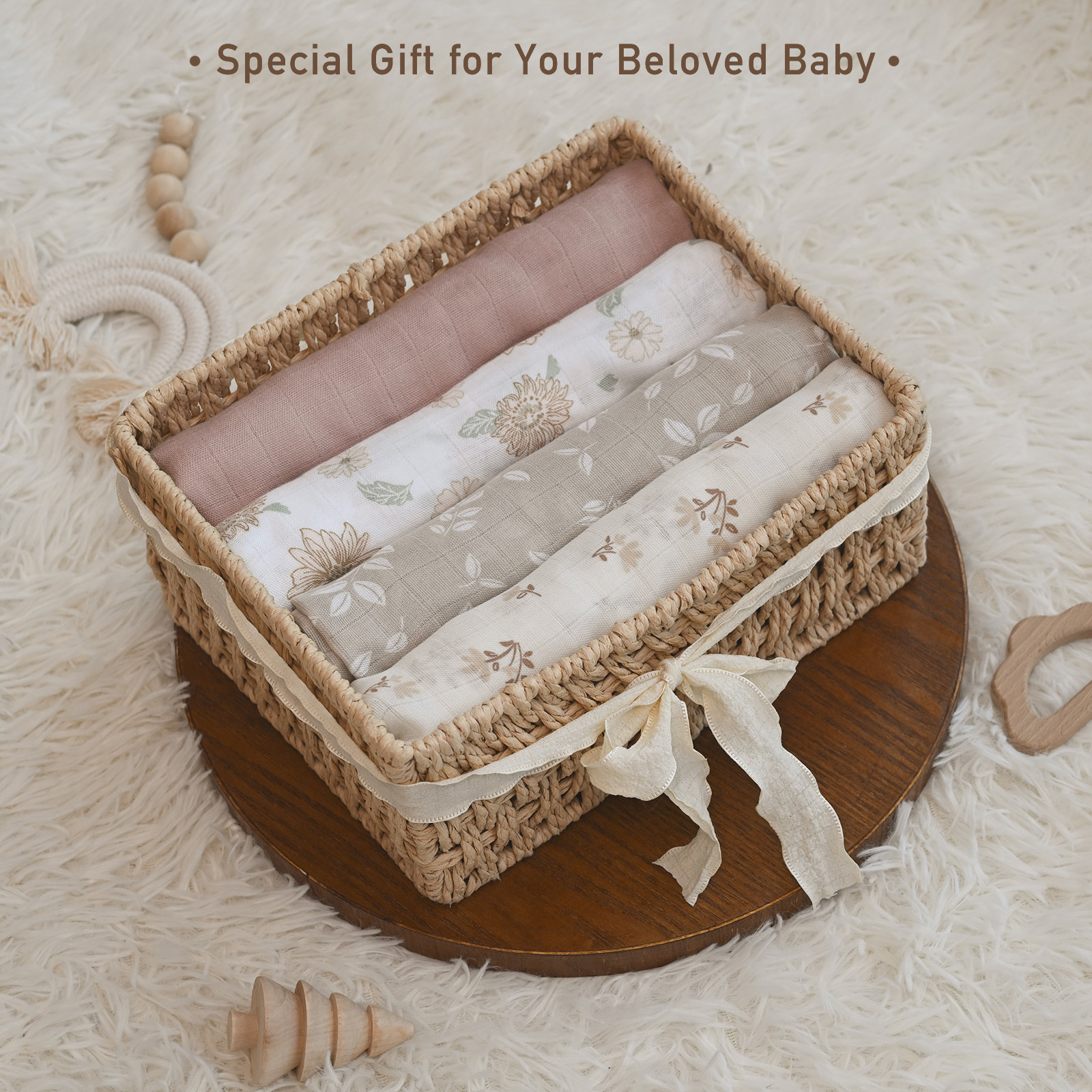 Muslin Swaddle Blankets 4-Pack | 35"x40" | Sunflower