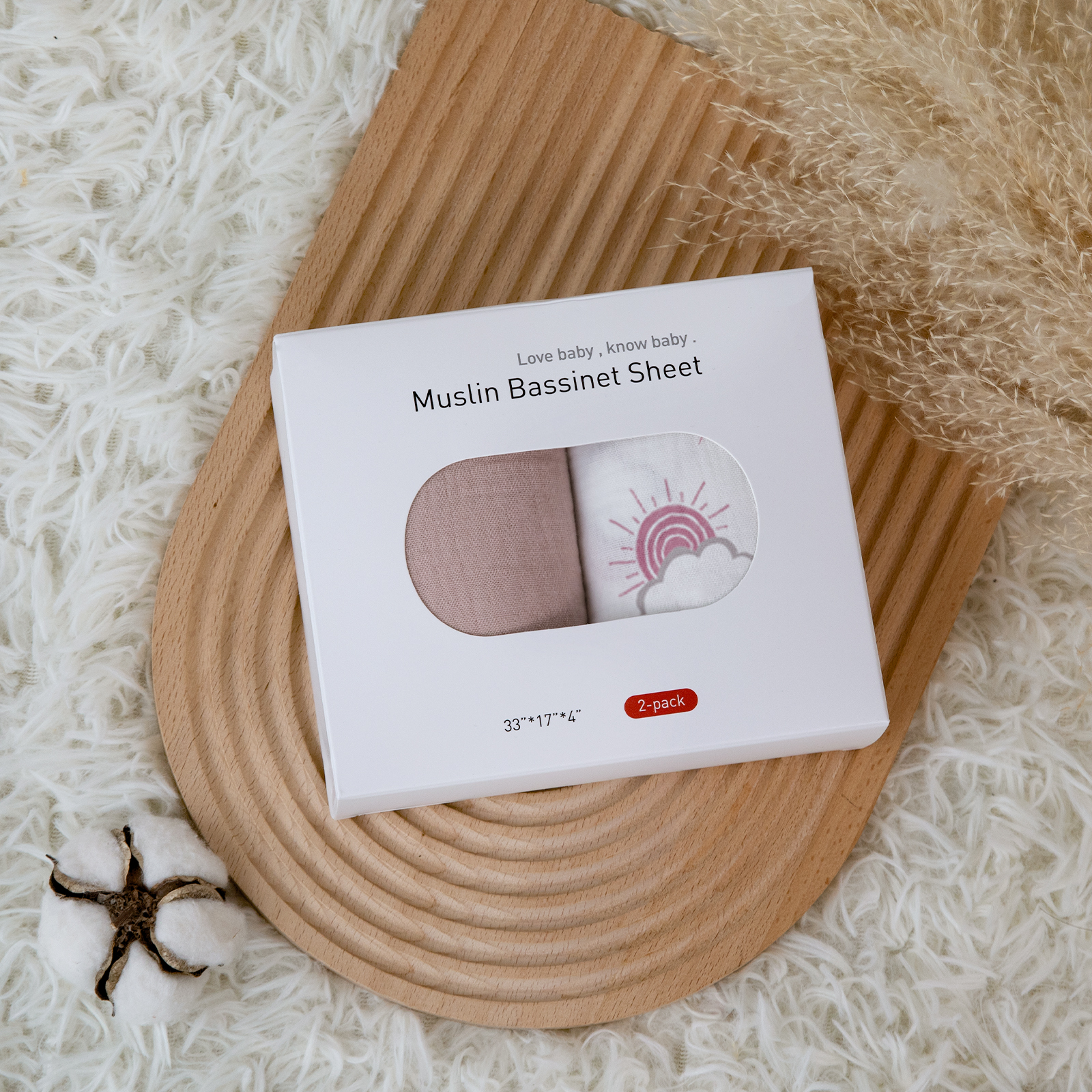 Sunlight | Muslin Bassinet Sheets 2-Pack | 33''*17'' | 100% Muslin Cotton