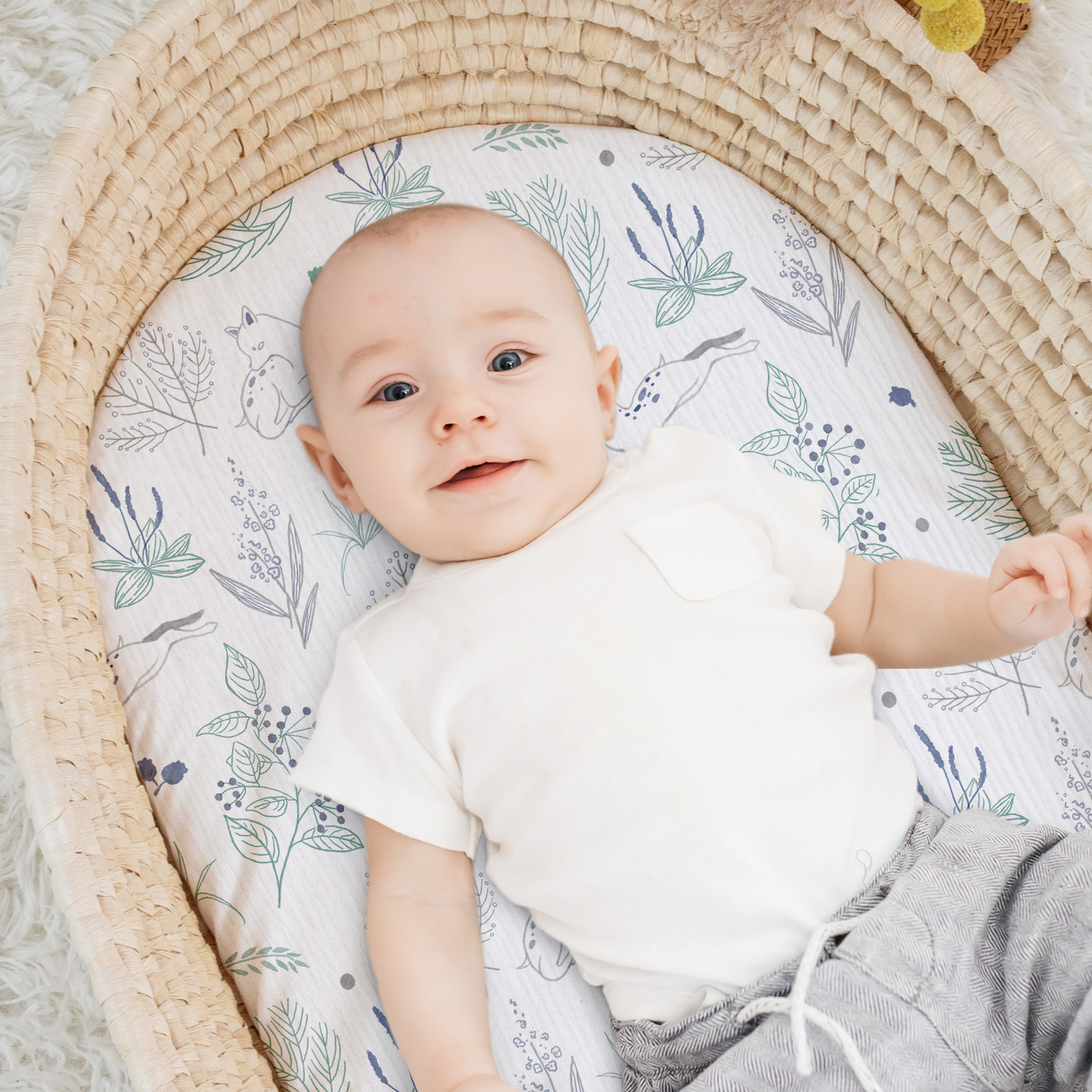 Perky Fawn | Muslin Bassinet Sheets 2-Pack | 33''*17'' | 100% Muslin Cotton