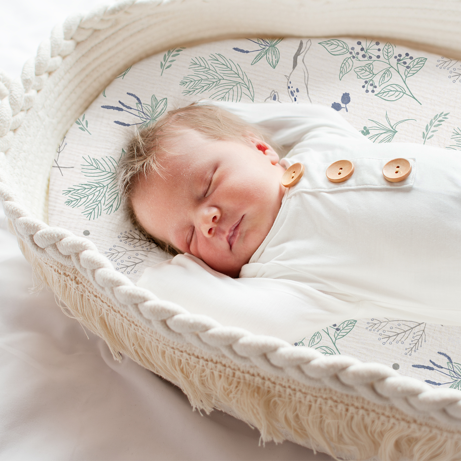 Perky Fawn | Muslin Bassinet Sheets 2-Pack | 33''*17'' | 100% Muslin Cotton