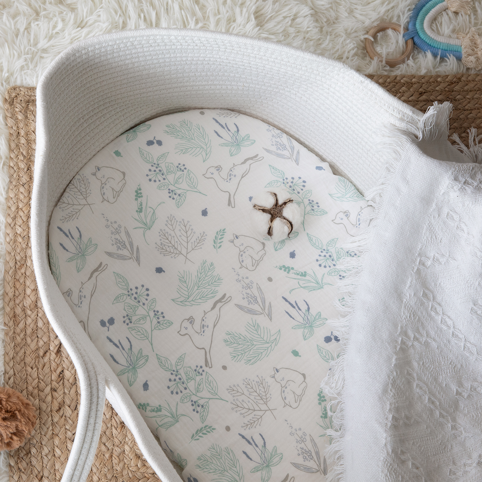 Perky Fawn | Muslin Bassinet Sheets 2-Pack | 33''*17'' | 100% Muslin Cotton