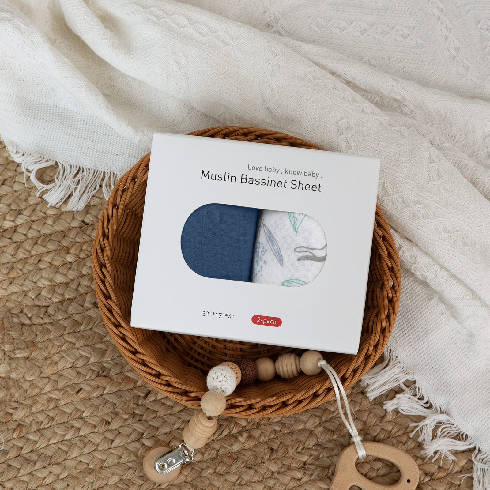 Perky Fawn | Muslin Bassinet Sheets 2-Pack | 33''*17'' | 100% Muslin Cotton