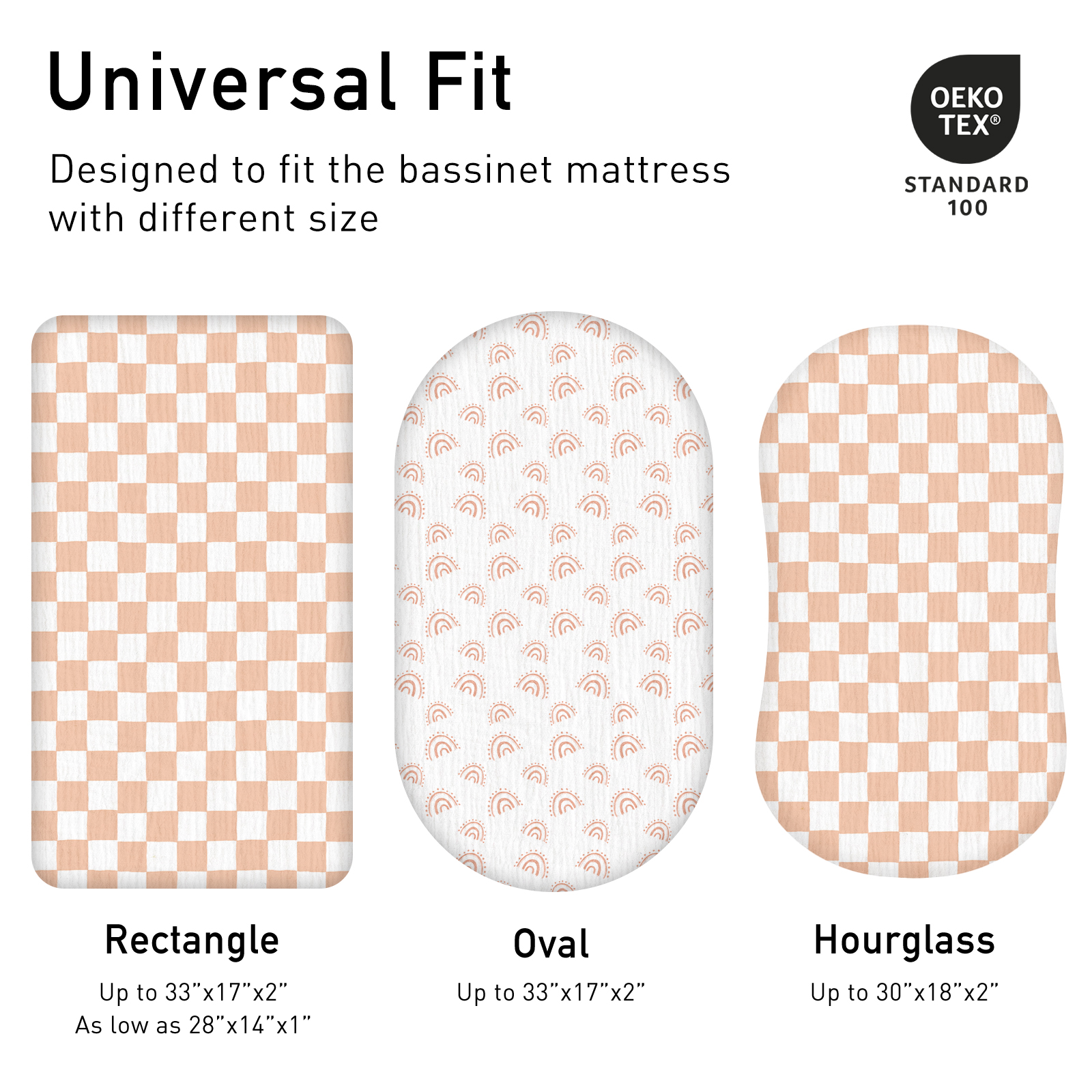 Glorious Rainbow | Muslin Bassinet Sheets 2-Pack | 33''*17'' | 100% Muslin Cotton