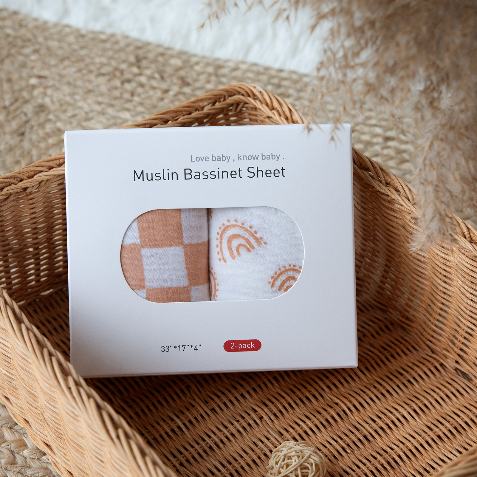 Glorious Rainbow | Muslin Bassinet Sheets 2-Pack | 33''*17'' | 100% Muslin Cotton