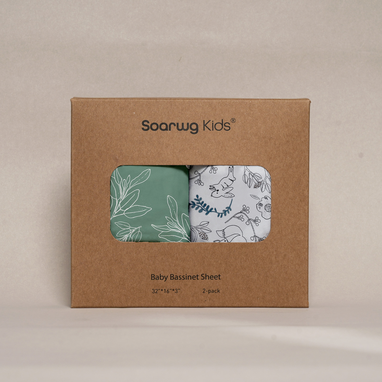 Green Leaves | Bassinet Sheets 2-Pack | 16''*32''