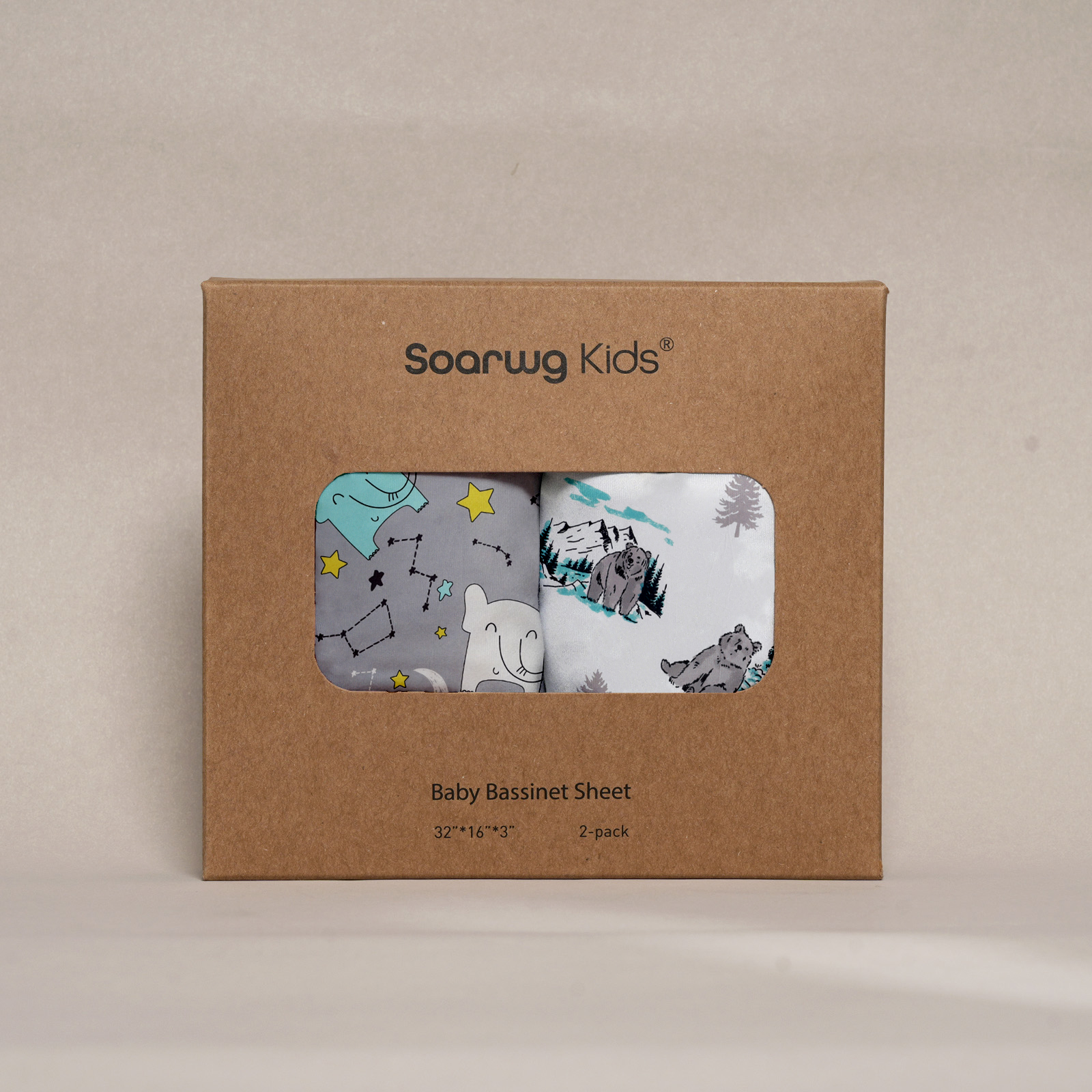 Animals  | Bassinet Sheets 2-Pack | 16''*32''