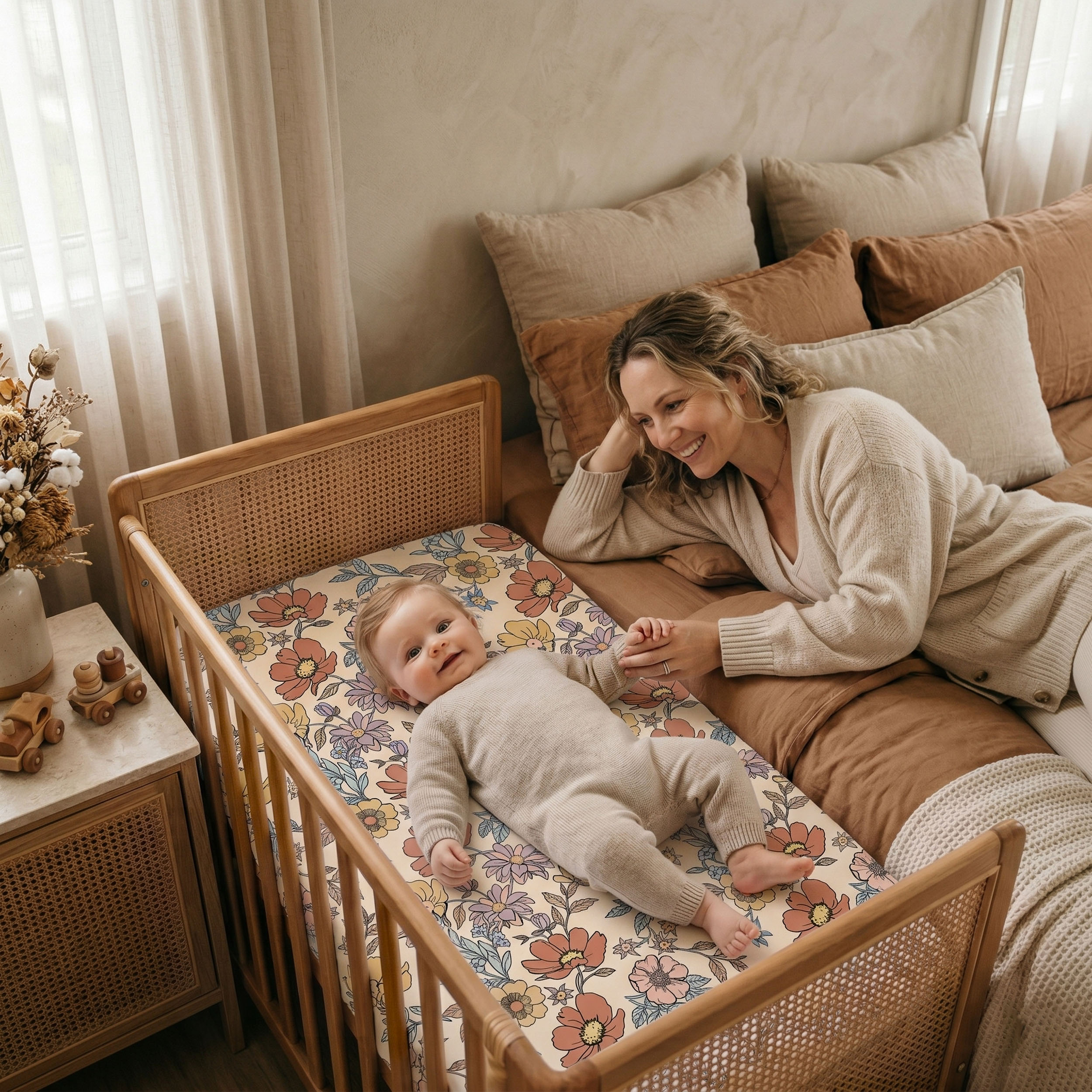 Vintage Floral  Bloom | Bassinet Sheets 3-Pack | 33*20''