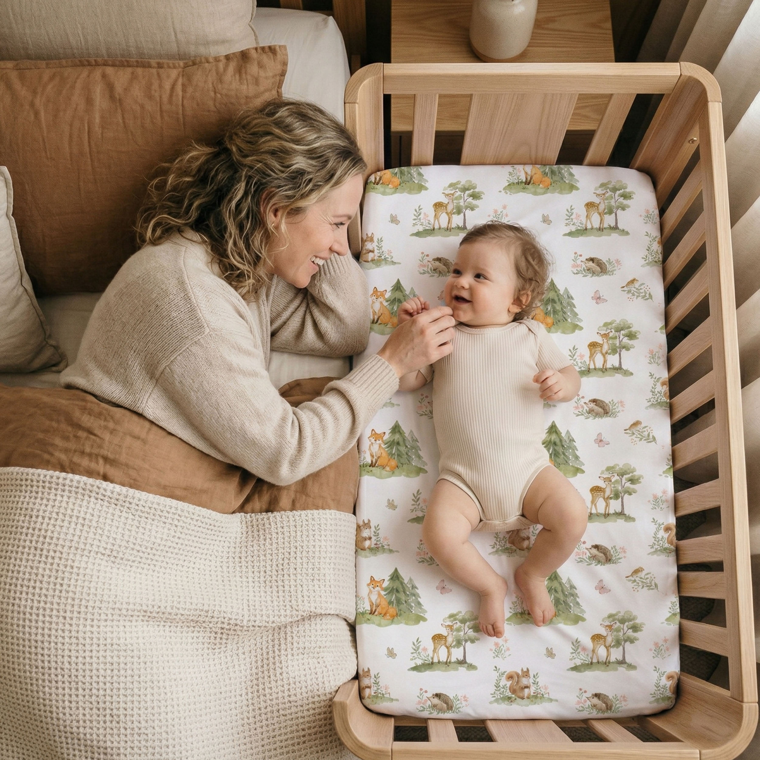  Green Forest Fox | Bassinet Sheets 3-Pack | 33*20''