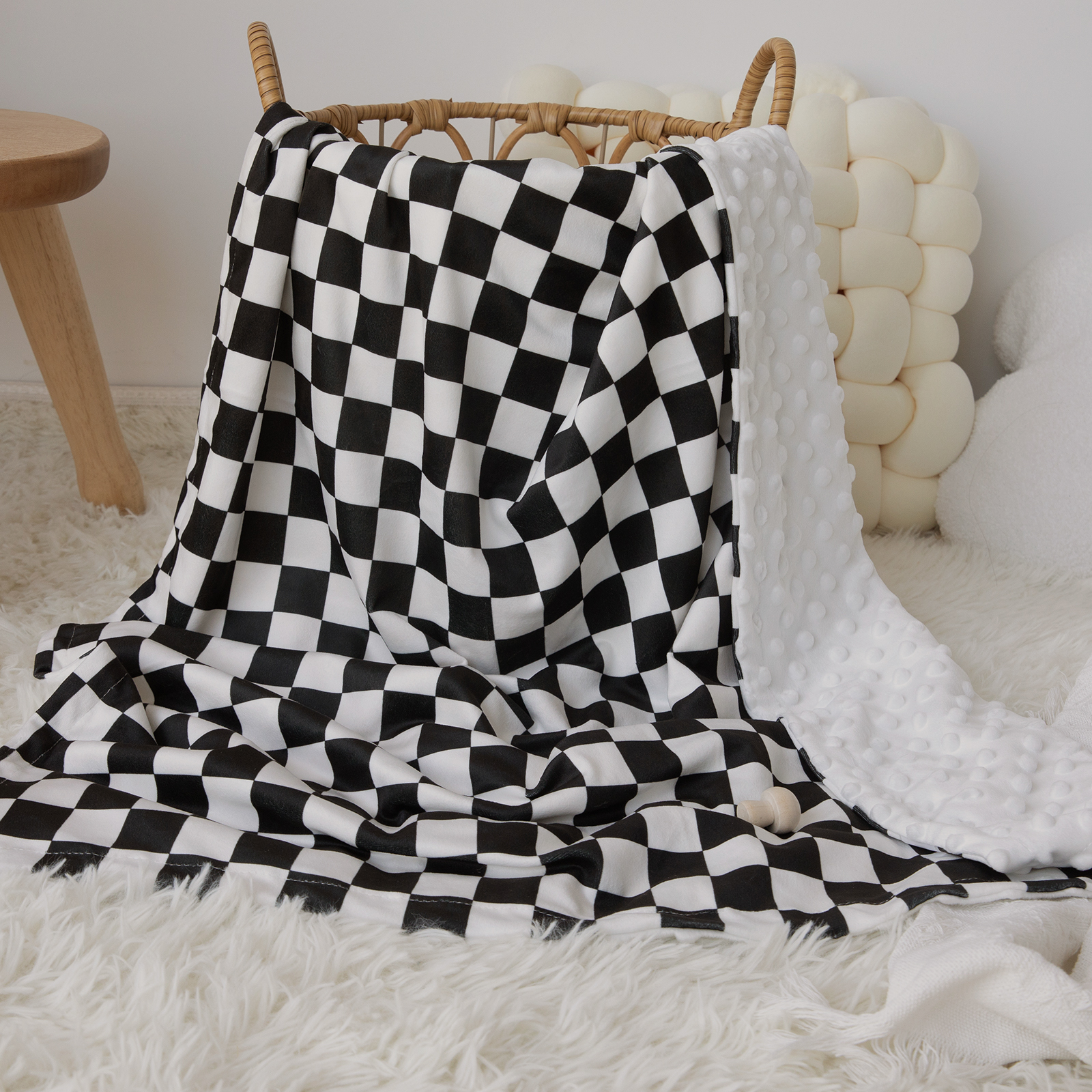 Black and White | Fleece Plush Dot Blanket | 30''*40''