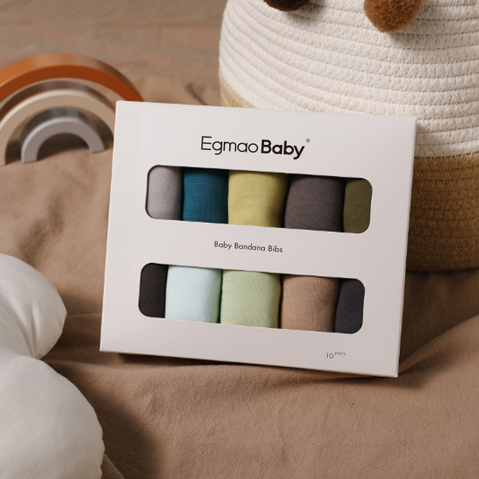 Super Absorbent Bandana Bibs 10 Pack - Pea Green