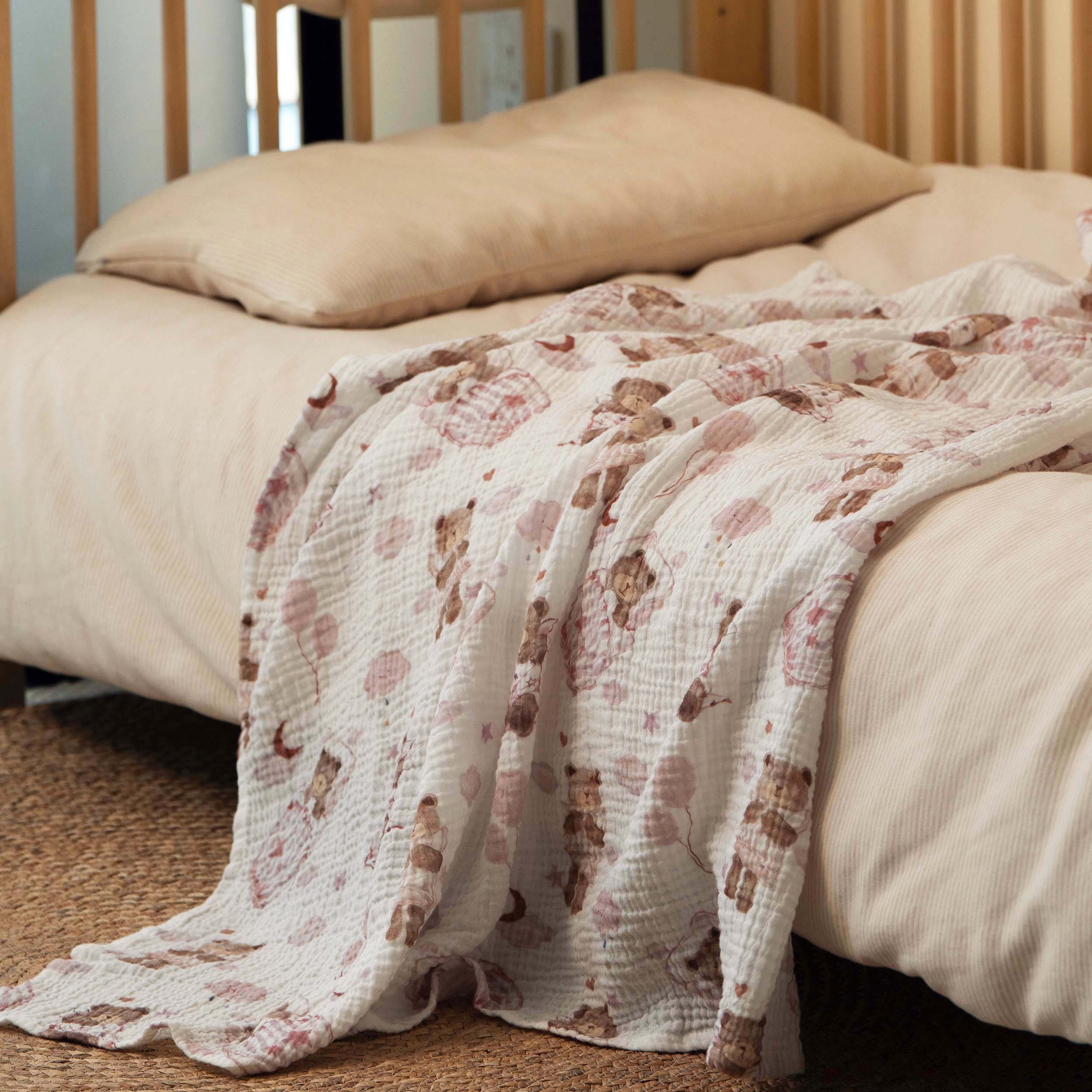 Muslin Swaddle Blankets 3-Pack | 38"x40" | Goodnight, Little Bear