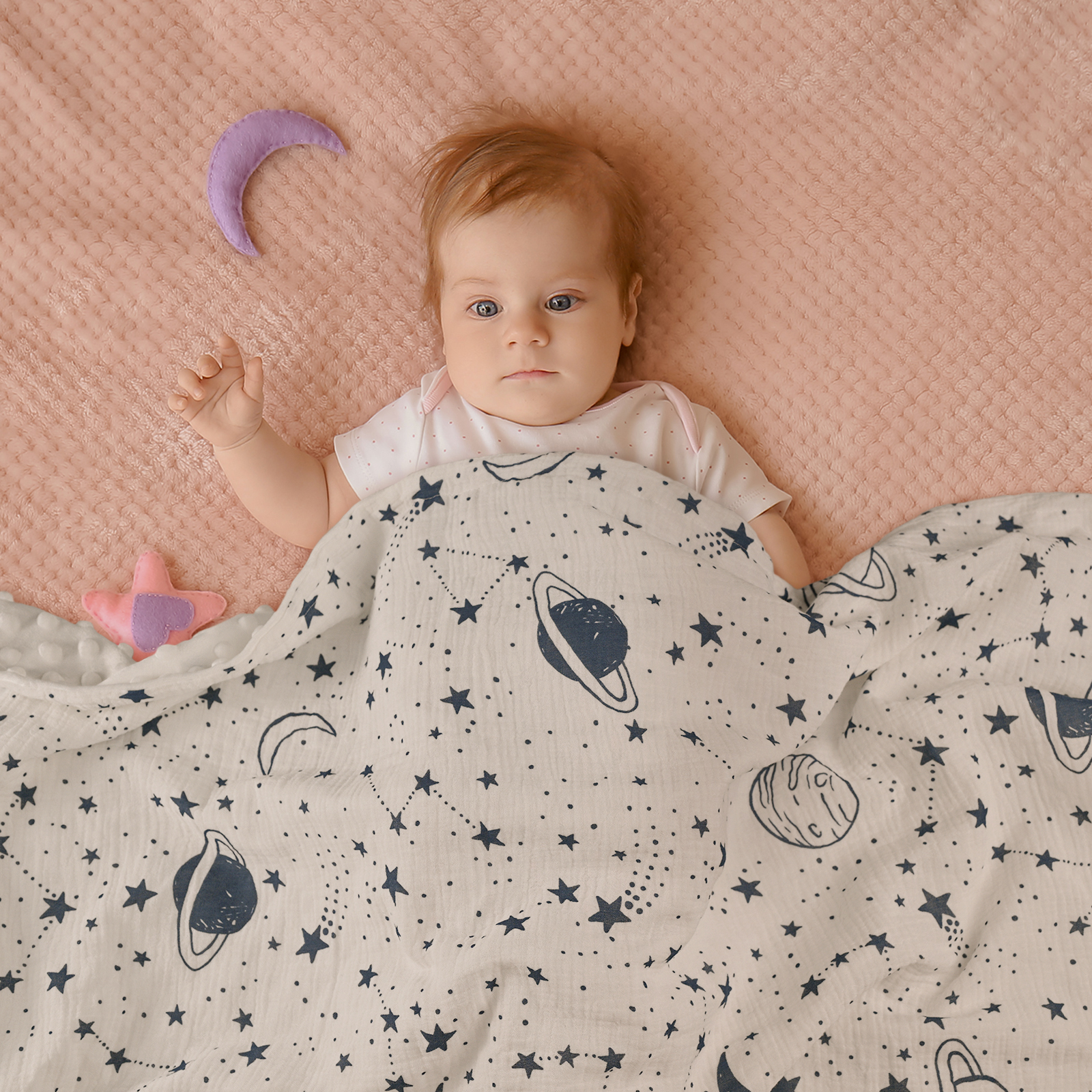 Planet | Muslin and Fleece Plush Dot Blanket | 30''*40''