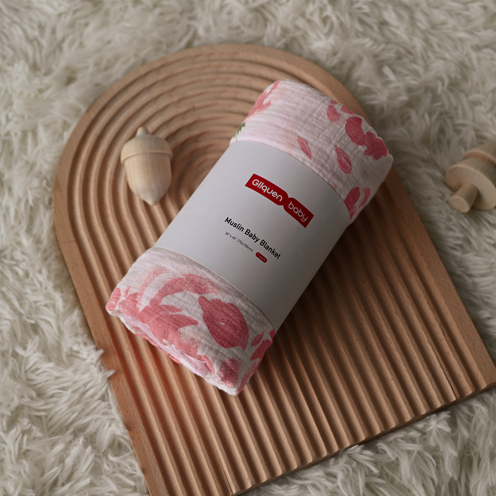 Pink Flower | Muslin and Fleece Plush Dot Blanket | 30''*40''