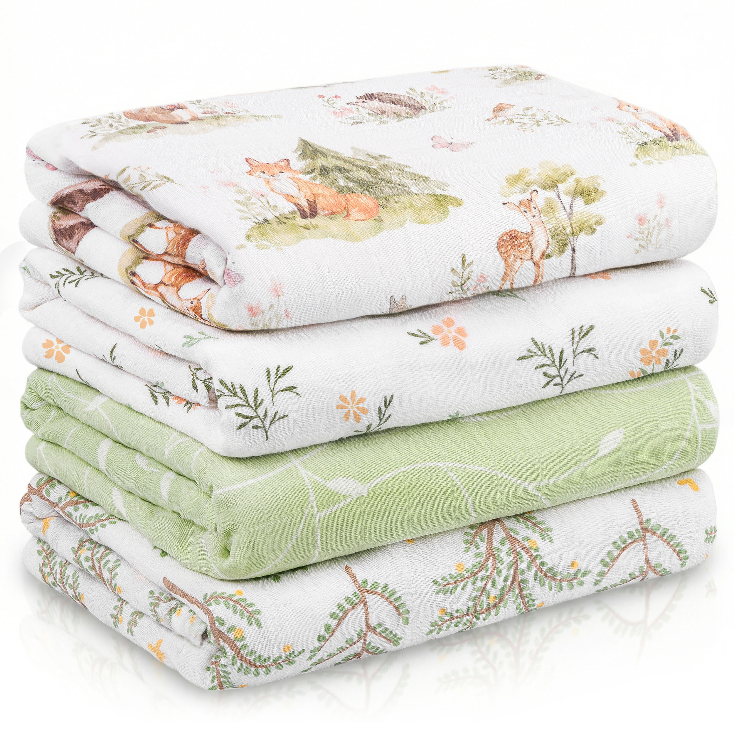 Muslin Swaddle Blankets 4-Pack | 31.5x43.3" | Sylvans