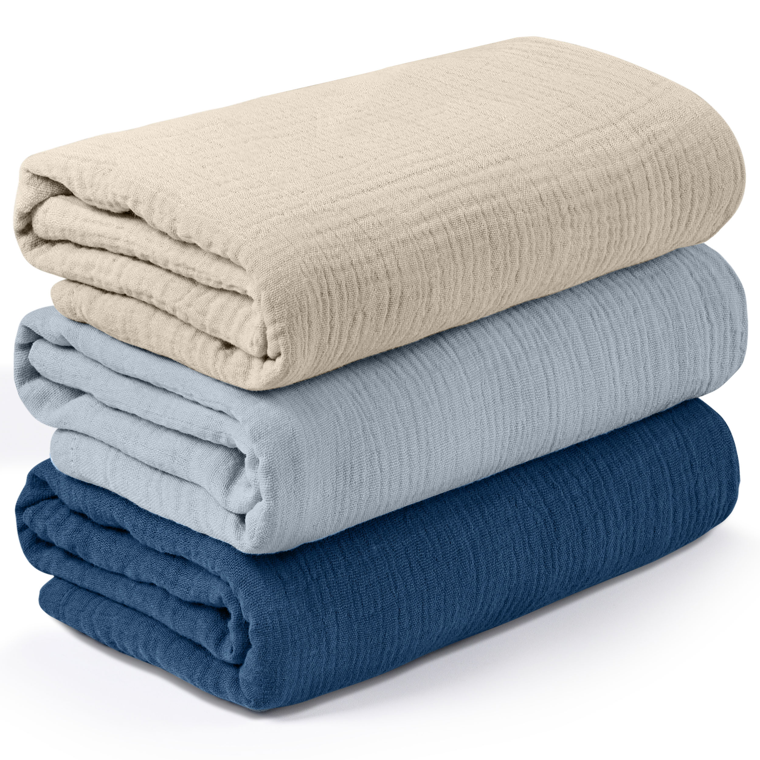 Muslin Swaddle Blankets 3-Pack | 38x40" | Ocean