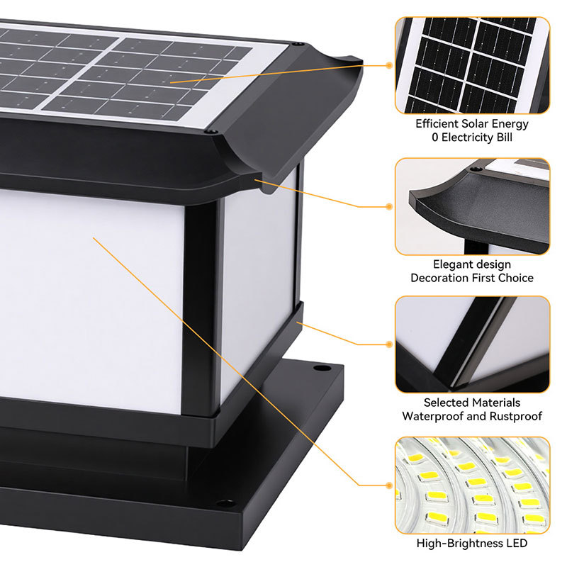 CANMEIJIA  Solar-powered post lamp 004, detachable model, with four color changing options and remote control-CANMEILIGHTS