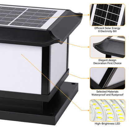 CANMEIJIA  Solar-powered post lamp 004, detachable model, with four color changing options and remote control-CANMEILIGHTS