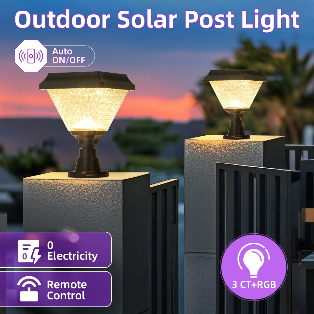 CANMEIJIA  Solar Pole Light Model 003, Black, Ф160*H213, RGB, with Remote Control and Timer-CANMEILIGHTS