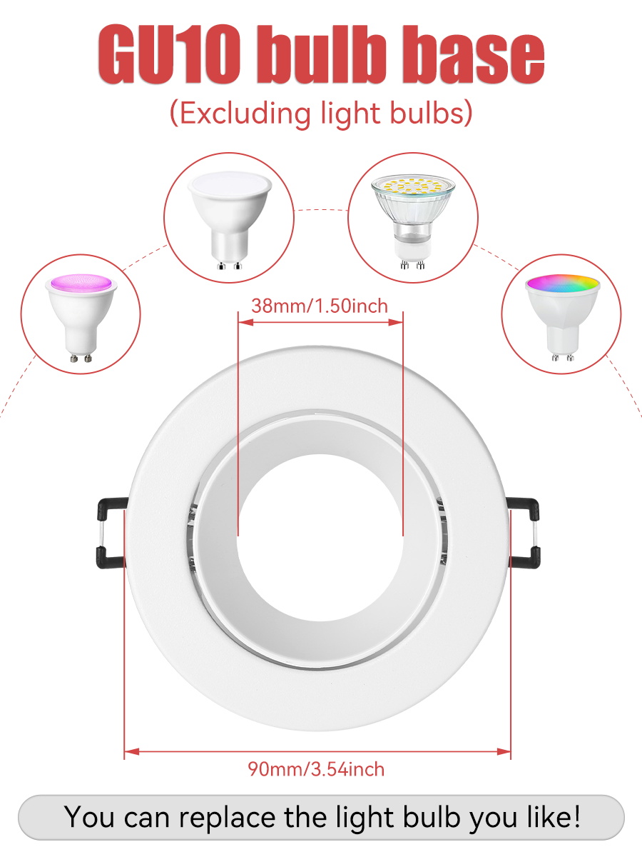 CANMEIJIA  Recessed downlight, GU10 base, metal casing, models 8816/8850/8851 (light bulb not included)-CANMEILIGHTS