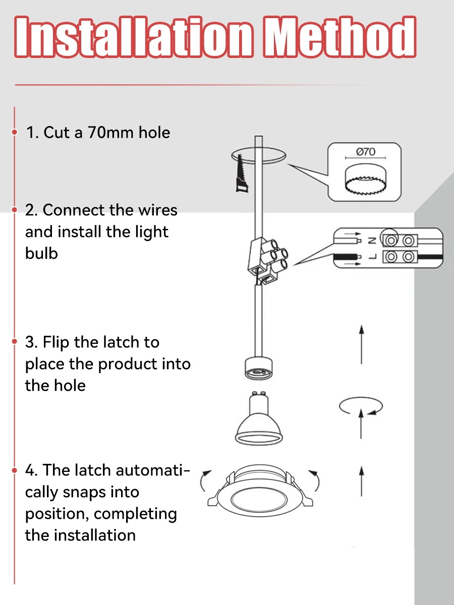 CANMEIJIA  Recessed downlight, GU10 base, metal casing, models 8816/8850/8851 (light bulb not included)-CANMEILIGHTS