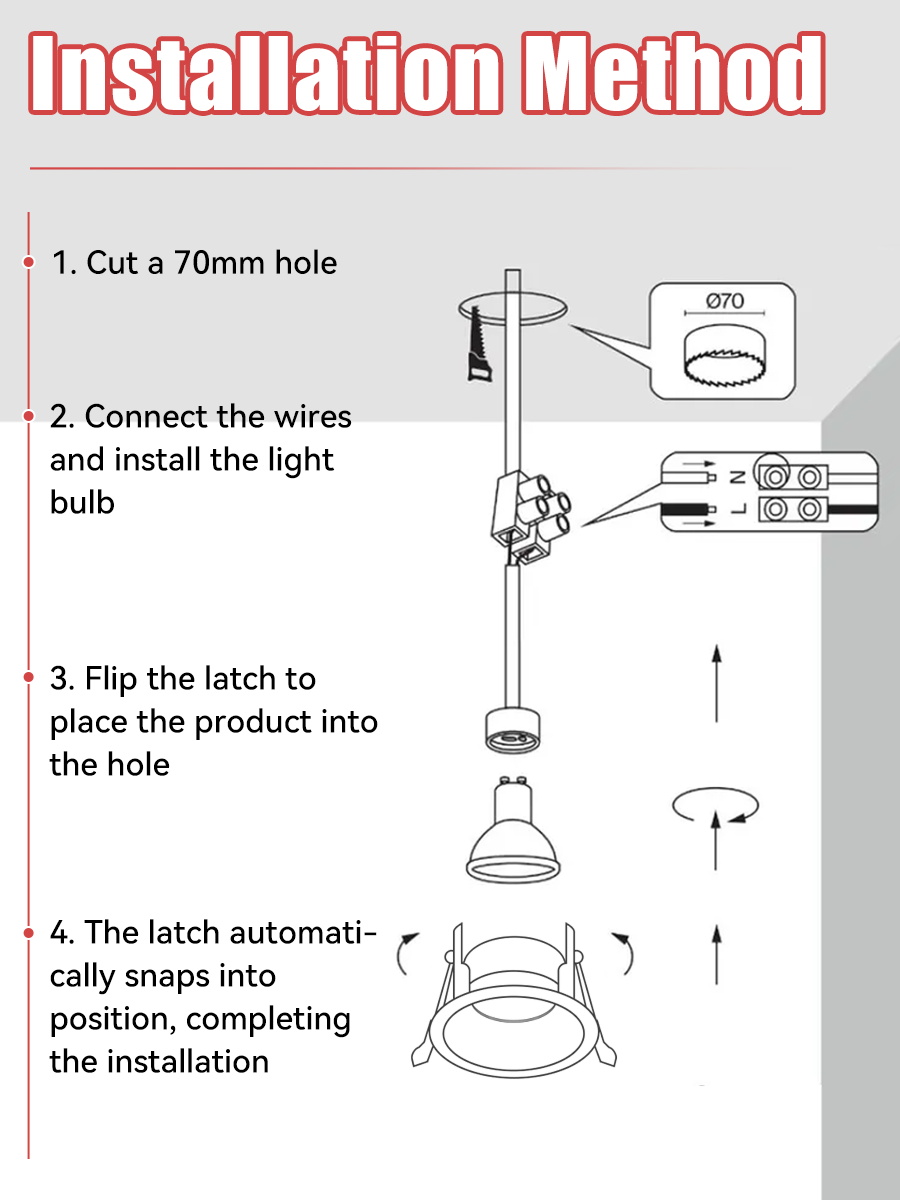 CANMEIJIA  Recessed downlight, GU10 base, metal casing, models 8816/8850/8851 (light bulb not included)-CANMEILIGHTS