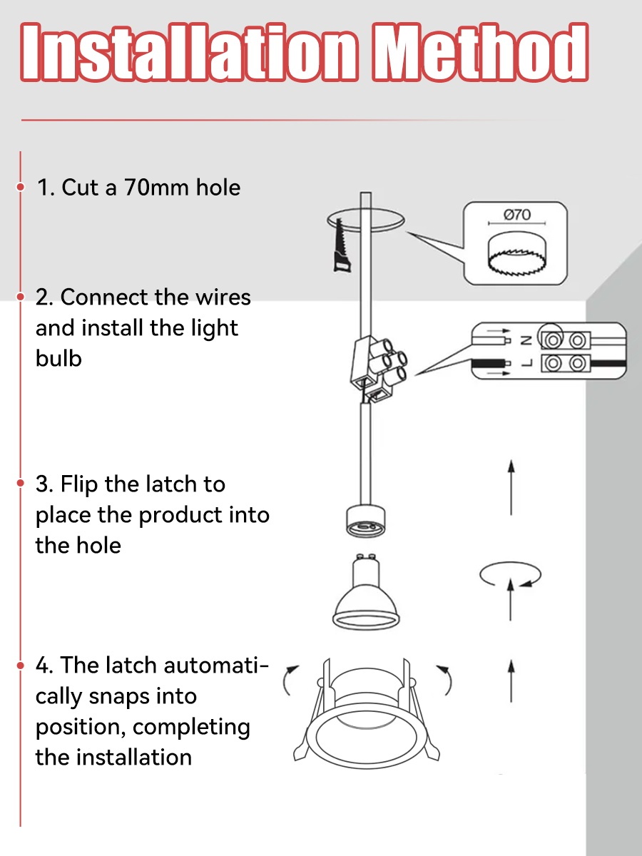 CANMEIJIA  Recessed downlight, GU10 base, metal casing, models 8816/8850/8851 (light bulb not included)-CANMEILIGHTS