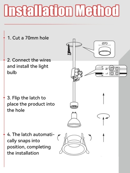 CANMEIJIA  Recessed downlight, GU10 base, metal casing, models 8816/8850/8851 (light bulb not included)-CANMEILIGHTS