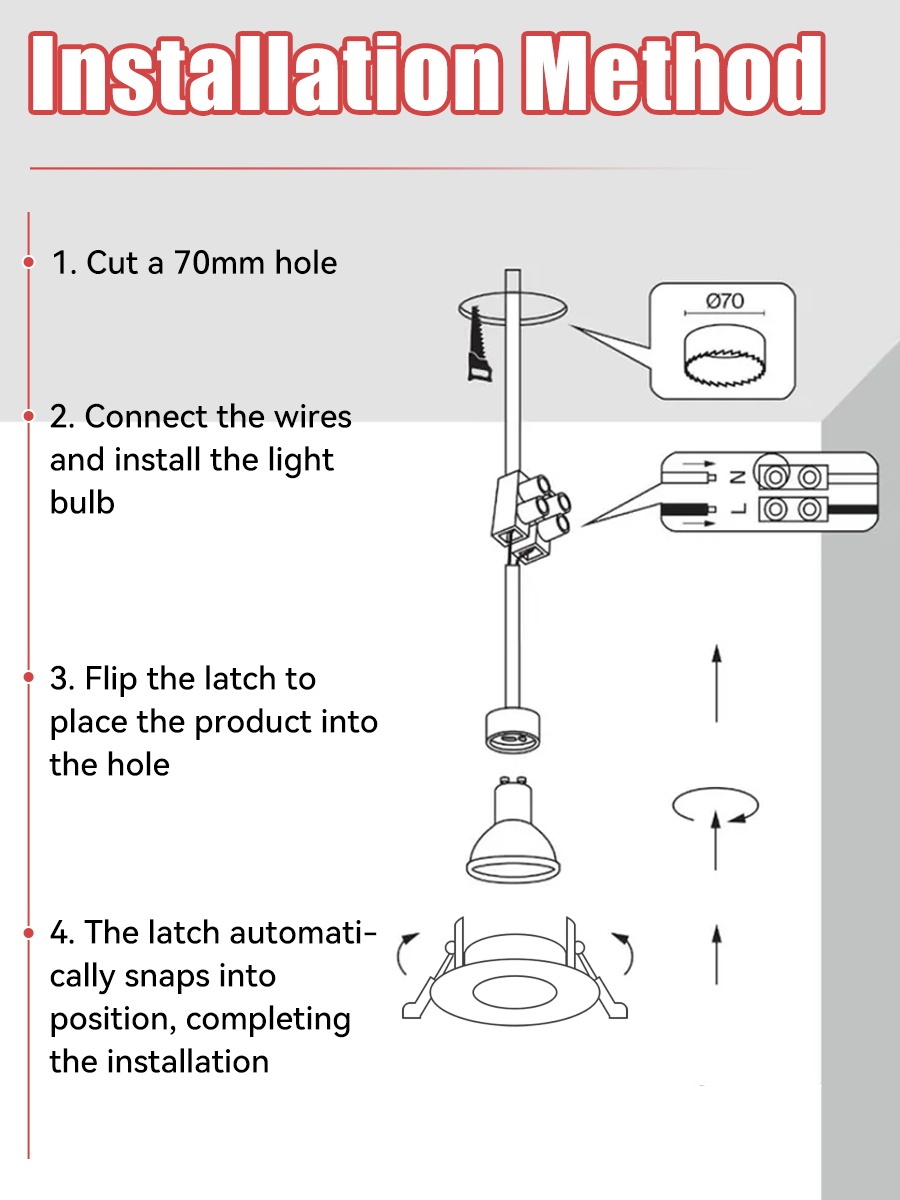 CANMEIJIA  Recessed downlight, GU10 base, metal casing, models 8816/8850/8851 (light bulb not included)-CANMEILIGHTS