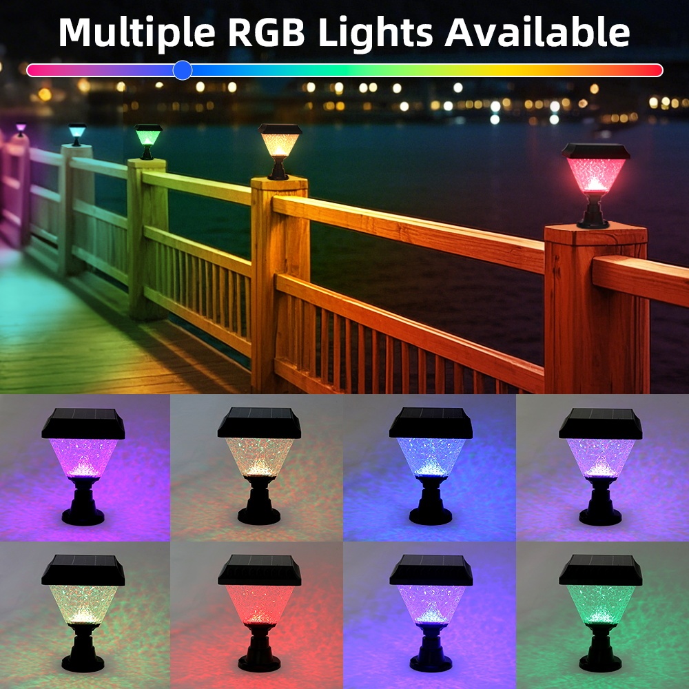 CANMEIJIA  Solar Pole Light Model 003, Black, Ф160*H213, RGB, with Remote Control and Timer-CANMEILIGHTS