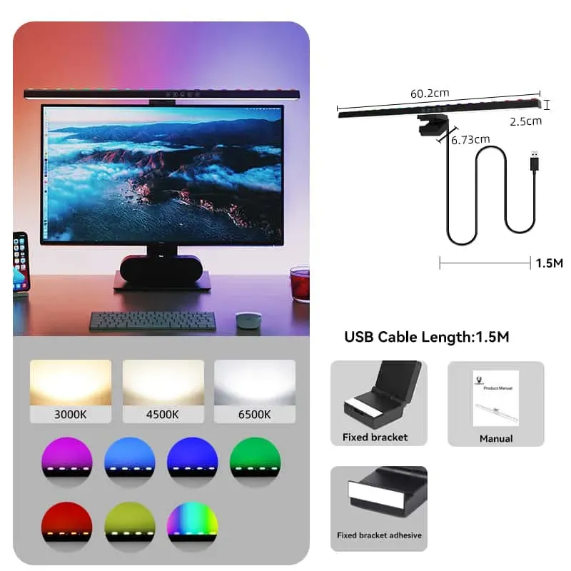 CANMEIJIA Led Monitor Light Bar Computer Lamps Screen Hanging Desk Light Stepless Dimming Monitor