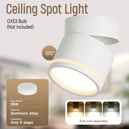 Wholesale IP44 Waterproof GX53 Recessed Downlight Housing | Aluminum Anti-Glare Ceiling Spotlight Frame for Stretched Ceiling & Shallow Void (Black/White, No Bulb)-CANMEILIGHTS