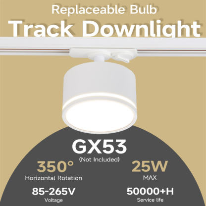 CANMEIJIA  Track Downlight GX53 No Light Source Round No Light Source-CANMEILIGHTS