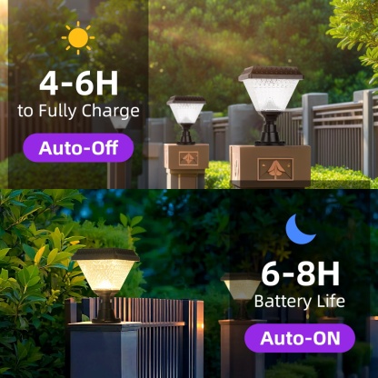 CANMEIJIA  Solar Pole Light Model 003, Black, Ф160*H213, RGB, with Remote Control and Timer-CANMEILIGHTS